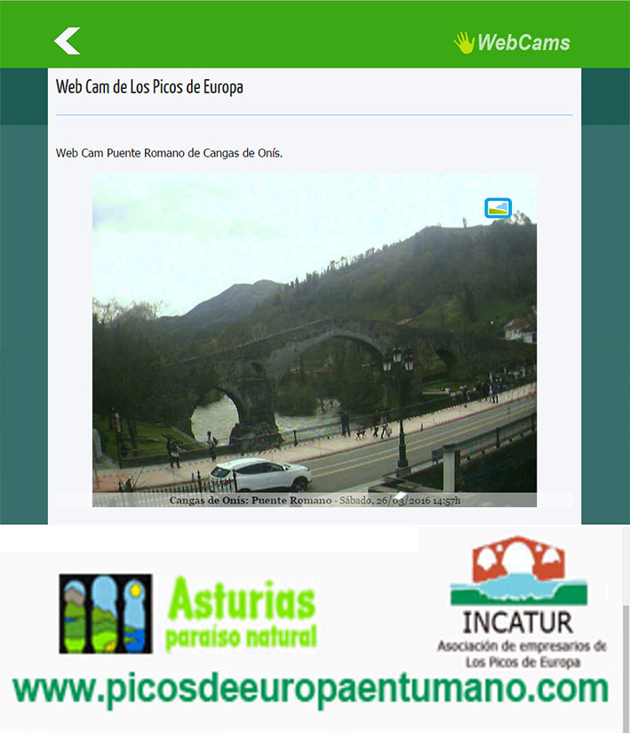 Webcam Puente Romano Picos de Europa en tu mano